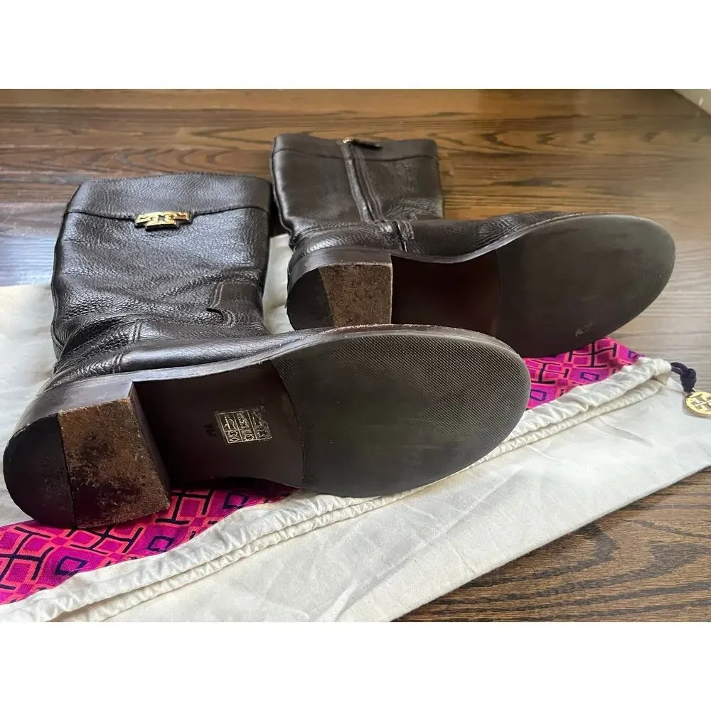 Tory Burch Riding Boots Chocolate Brown women size 7 M